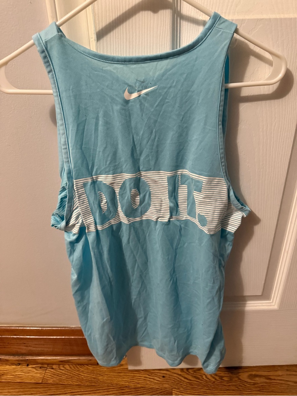Nike Women's Light Blue 'Just Do It' Graphic Racerback Tank